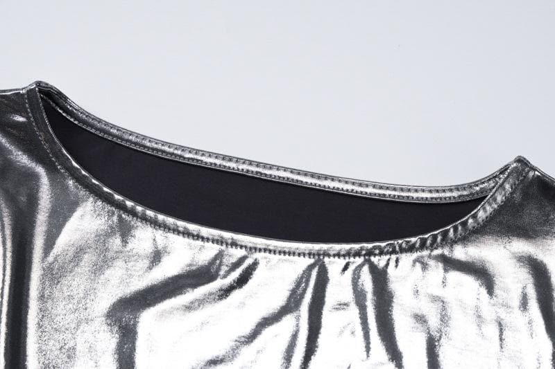 Metallic long sleeve round neck mini dress - View 5