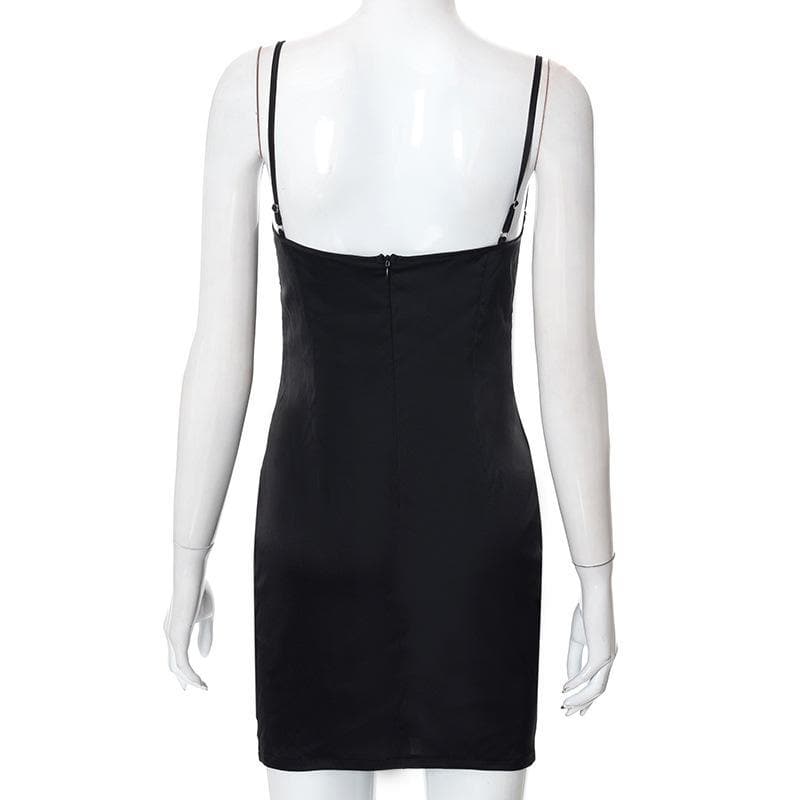 Hollow out mesh ruched zip up back dress - View 4