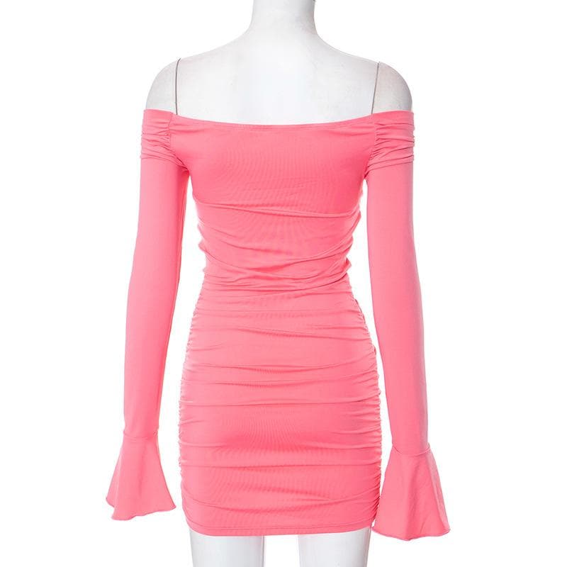 Flower Applique Off Shoulder Long Sleeve Cut Out Bodycon Mini Dress - View 4