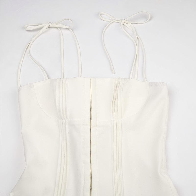 Corset Tie Strap Pleated Fit and Flare Mini Dress - View 4