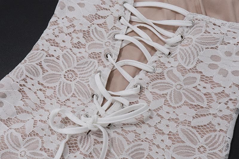 Irregular ruched backless lace up bustier tube mini dress - View 10