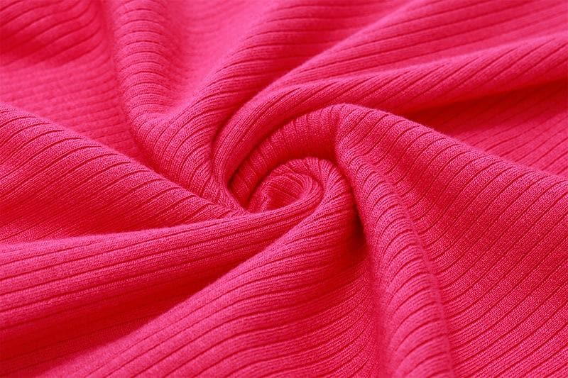 Ribbed Knit Sleeveless Flower Applique Ruffle Asymmetric Mini Dress - View 7