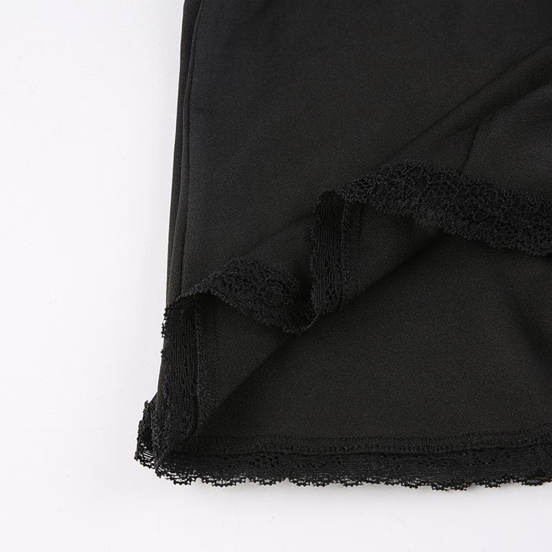 Low cut bowknot lace ruffled cami A line dress - View 8