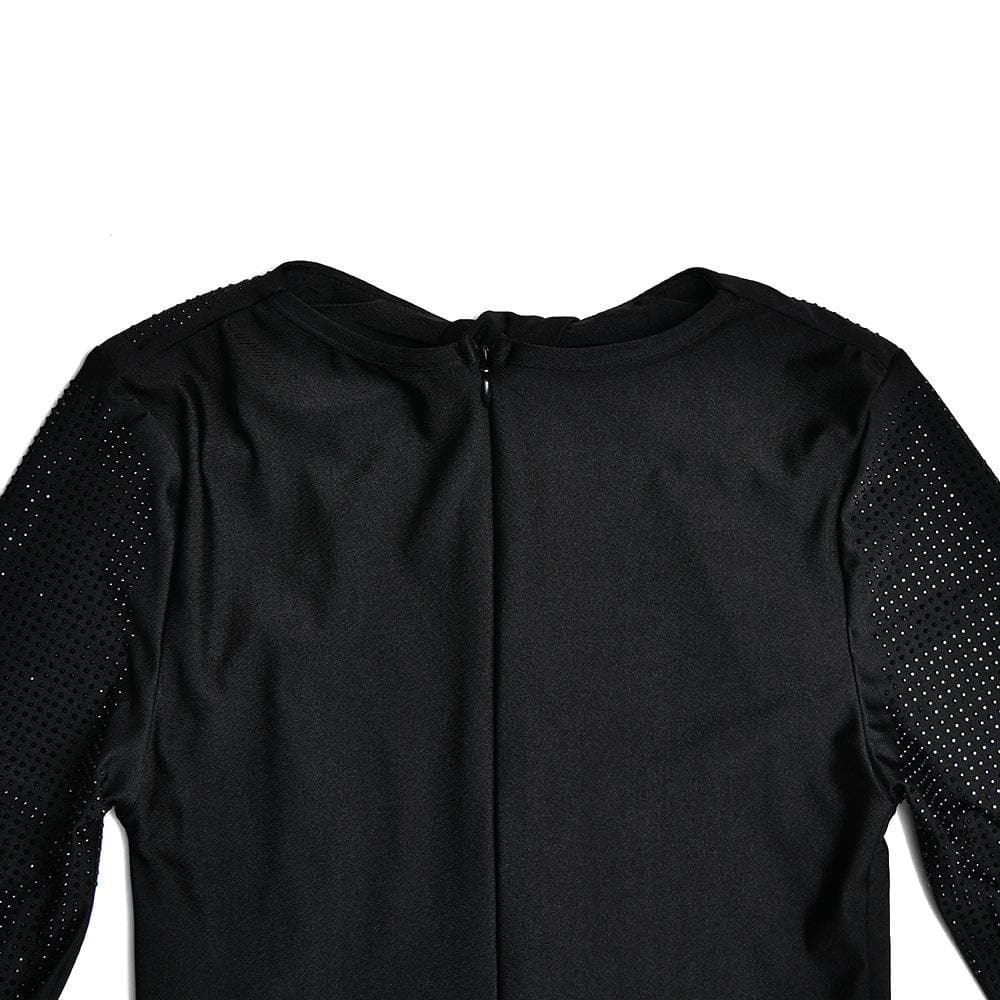 Long sleeve beaded zip-up hollow out patchwork maxi dress - View 11