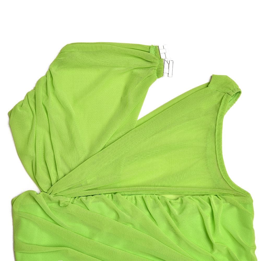 Sleeveless irregular hollow out mesh knotted ruched mini dress - View 5