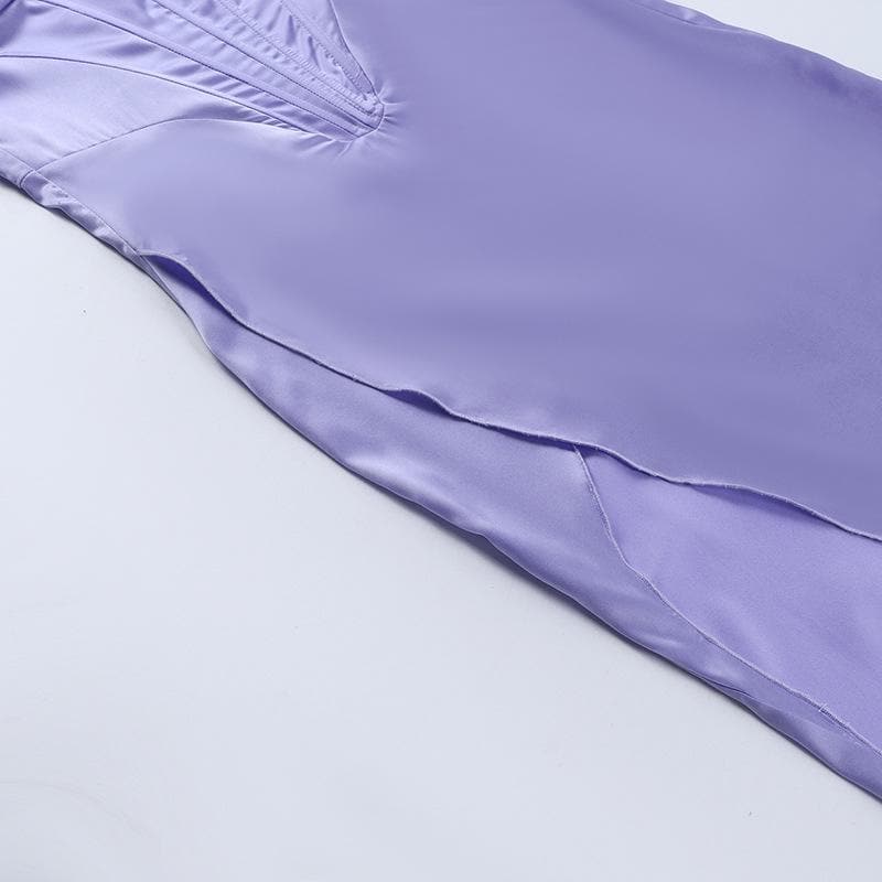 Satin Spaghetti Strap Corset Cut Out High Split Maxi Dress - View 7