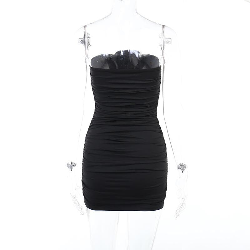 Strapless Ruched Floral Applique Ruffle Bodycon Mini Dress - View 6