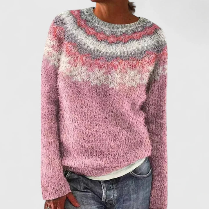Fair Isle Crew Neck Long Sleeve Sweater 2