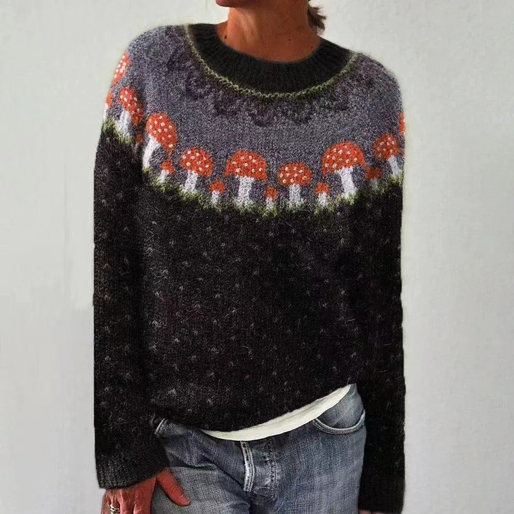 Crew Neck Fair Isle Knit Sweater 7