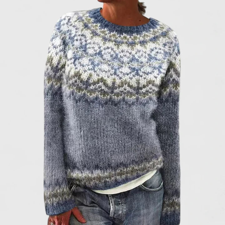 Fair Isle Crew Neck Long Sleeve Sweater 5