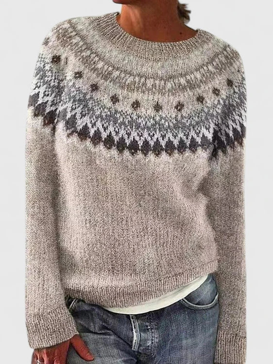 Fair Isle Crew Neck Long Sleeve Sweater 6