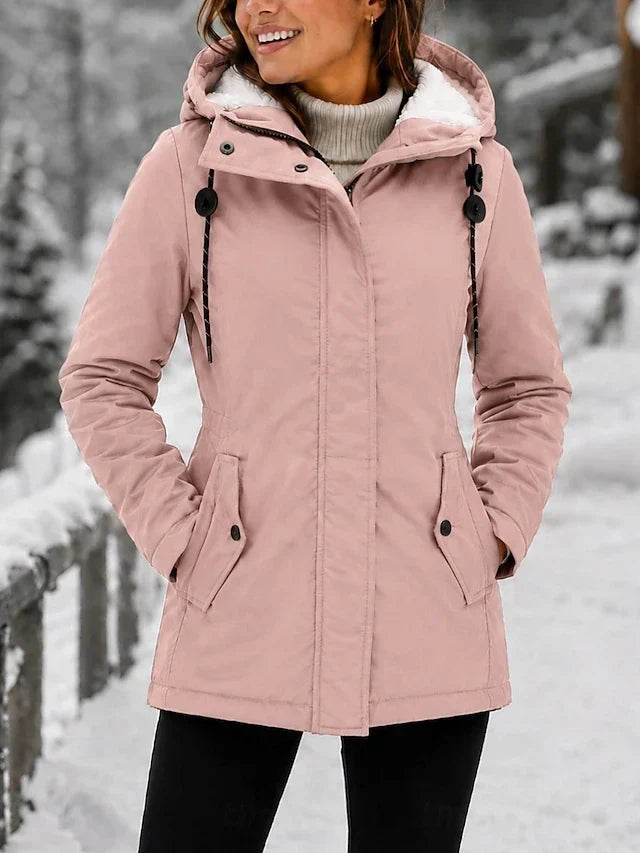 Hooded Sherpa Lined Zip Front Padded Parka Jacket 2