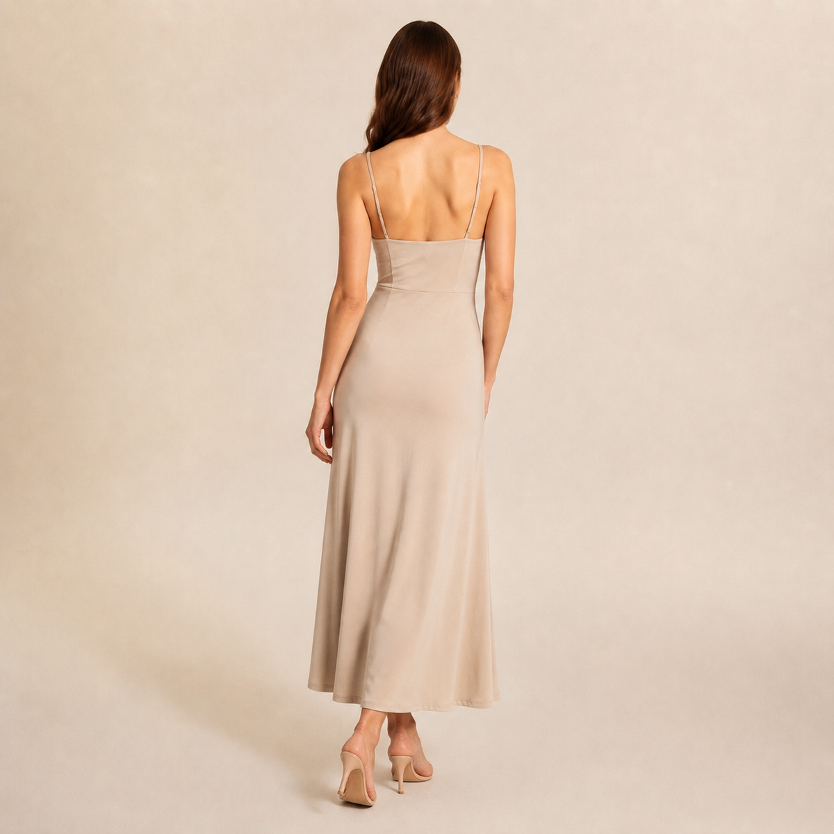 Scoop Neck Spaghetti Strap Fit and Flare Maxi Dress 6