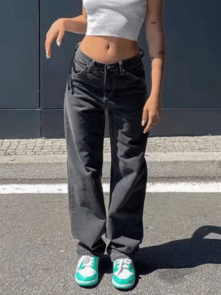 Light Wash Denim Boyfriend Jeans Black / S Jeans