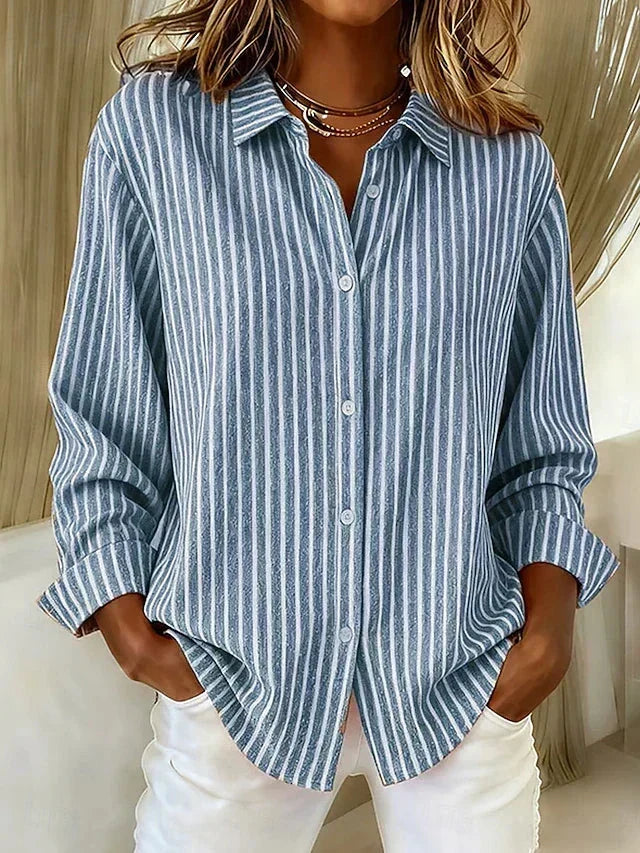 Striped Collared Long Sleeve Button Shirt 2