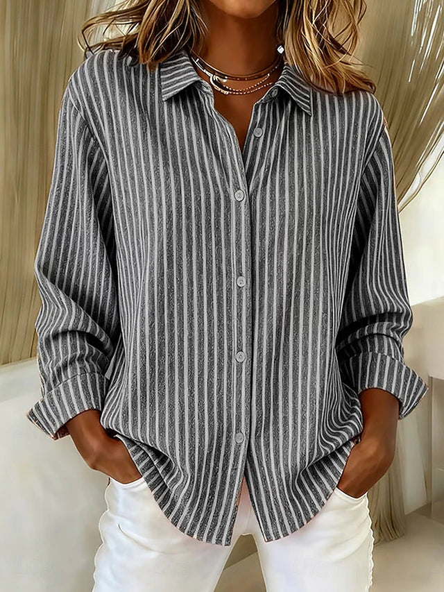 Striped Collared Long Sleeve Button Shirt 5