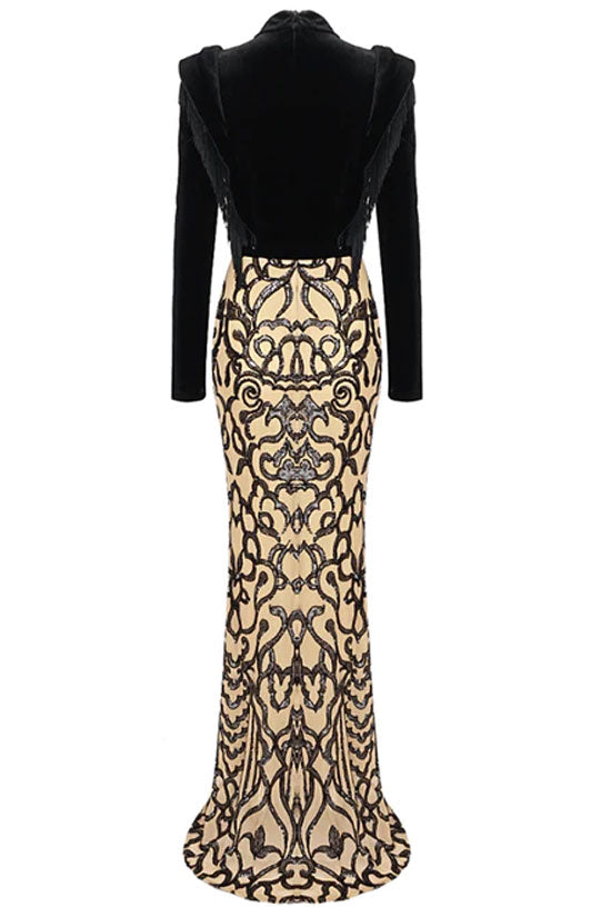 Sequin Long Sleeve Fringe Fishtail Mini Dress - View 4