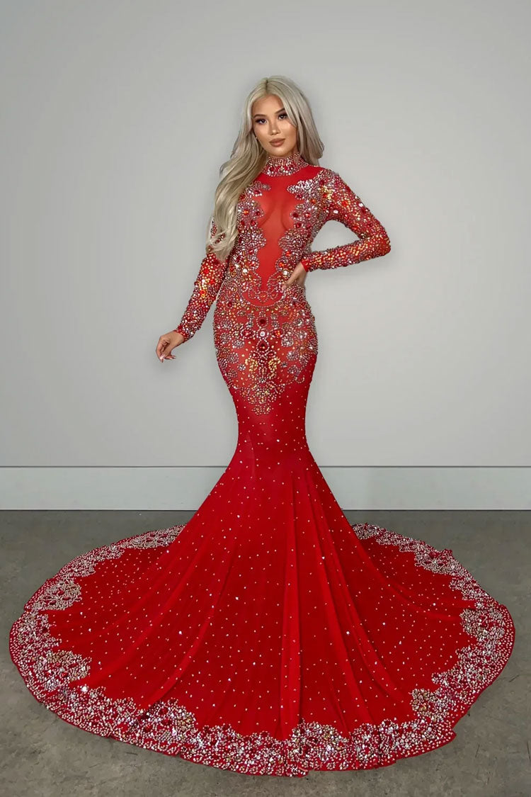 Mesh Long Sleeve Maxi Dress