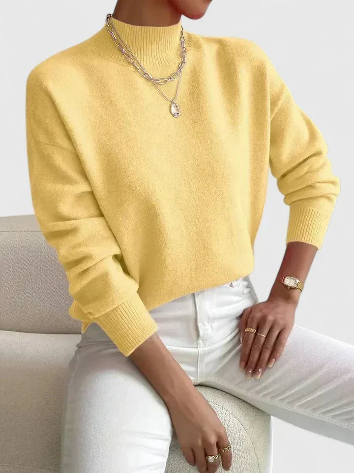 Mock Neck Long Sleeve Ribbed Trim Knit Sweater 3