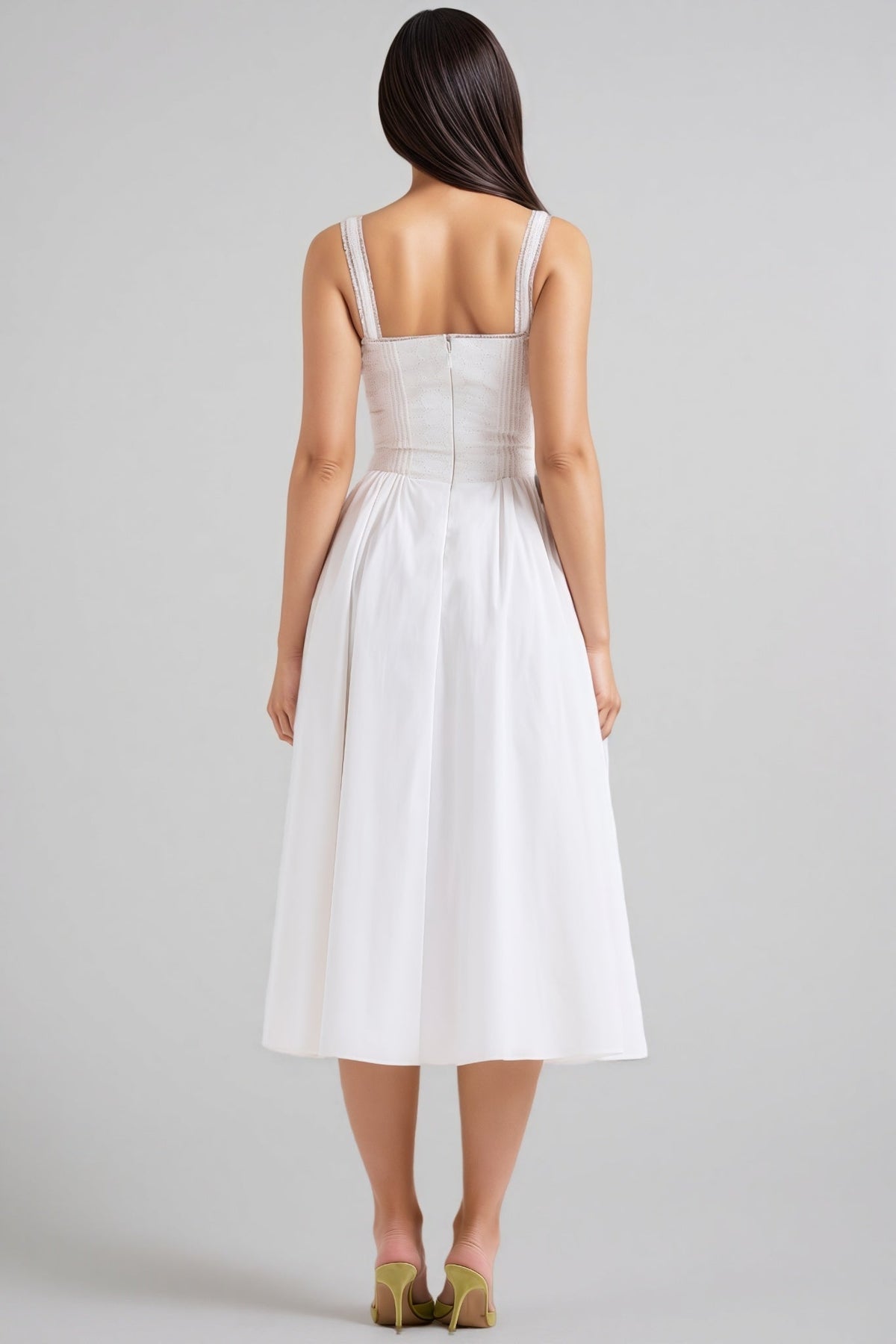 Sweetheart Corset Lace Up A-Line Midi Dress - View 7