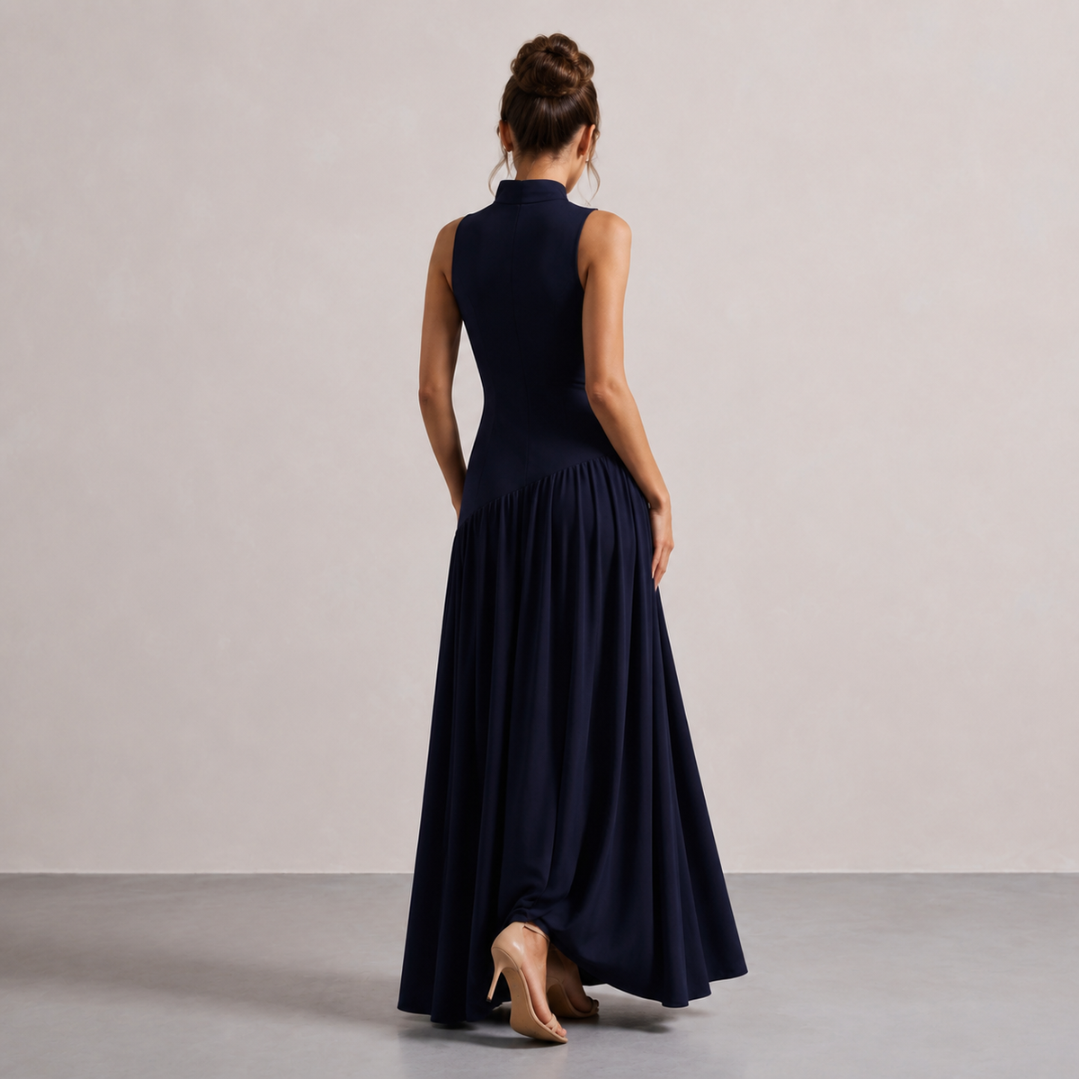 High Neck Choker Cut Out High Split Maxi Dress 6