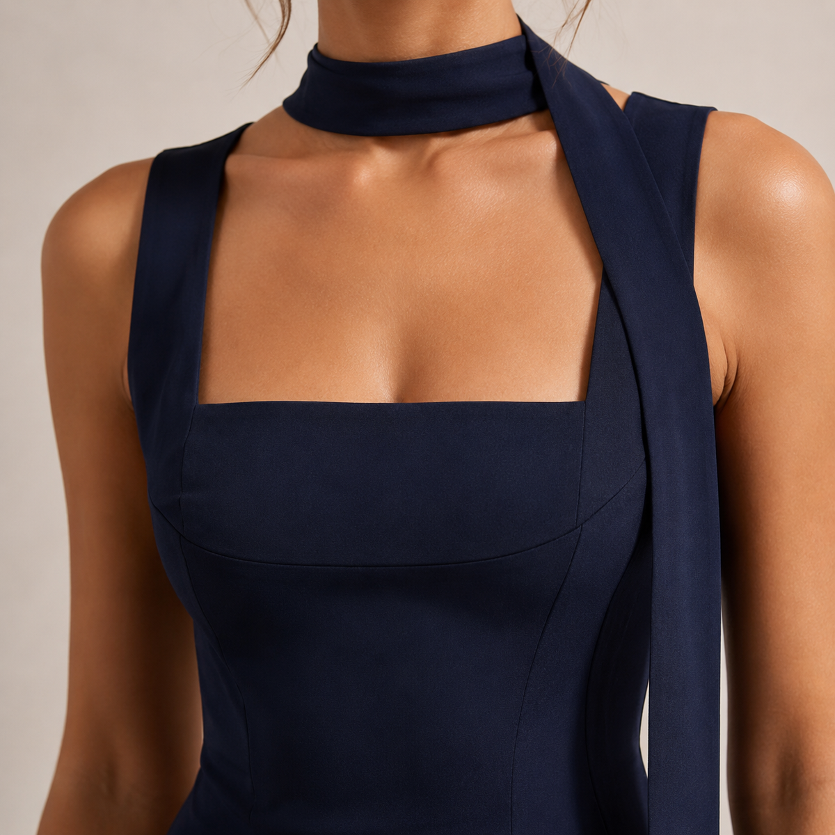 High Neck Choker Cut Out High Split Maxi Dress 5