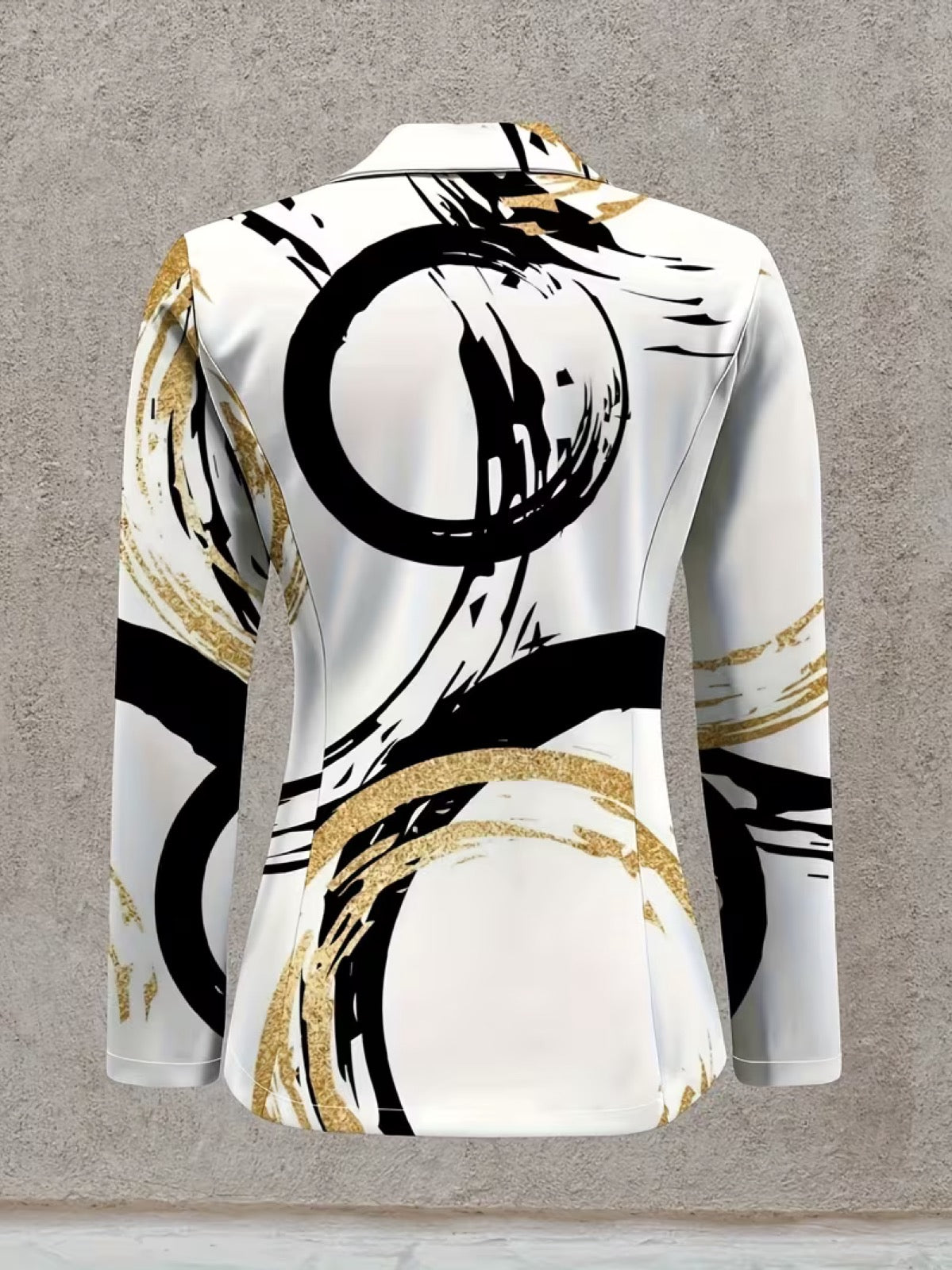 Abstract Brushstroke Print Open Front Cropped Blazer 4