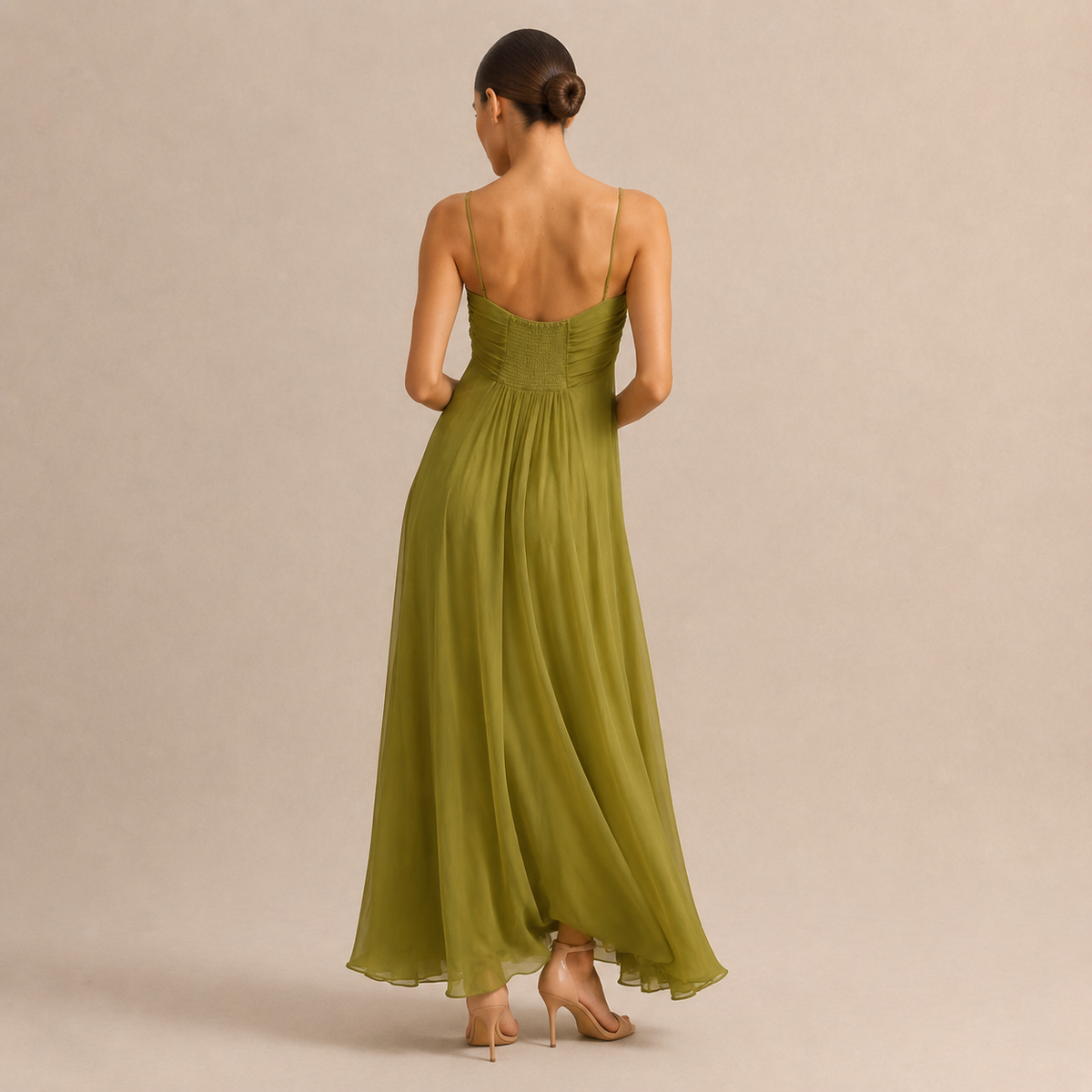 Sweetheart Cut Out Chiffon Flowy Maxi Dress 3