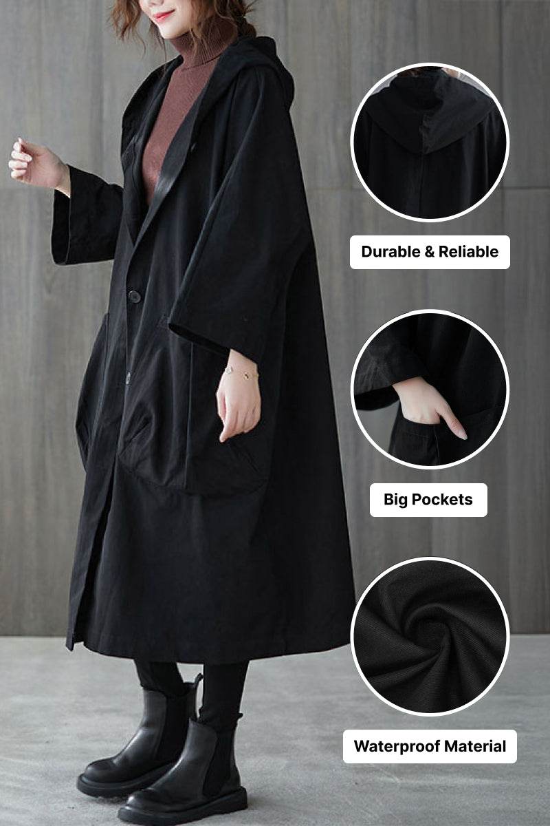Hooded Open Front Oversized Longline Coat 18