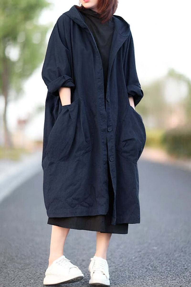 Hooded Open Front Oversized Longline Coat 34