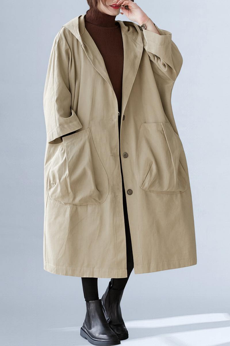 Hooded Open Front Oversized Longline Coat 62