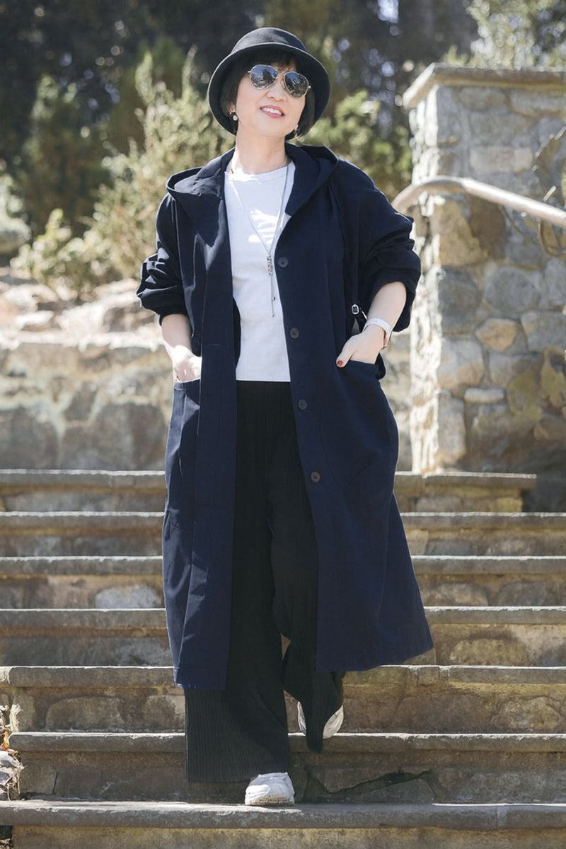 Hooded Open Front Oversized Longline Coat 35