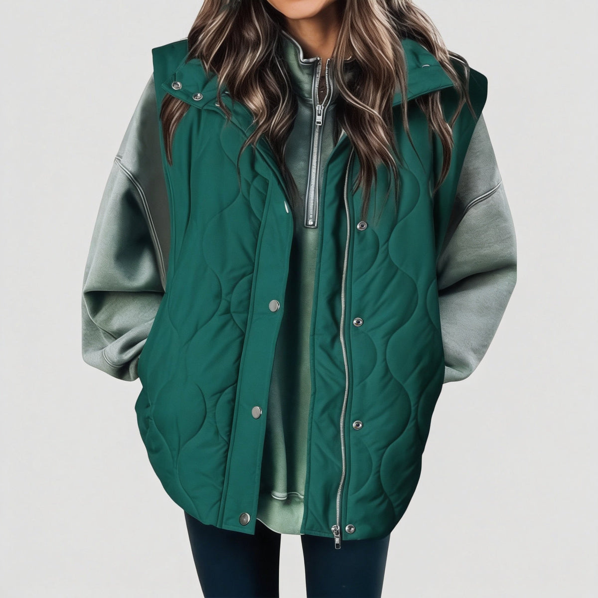 Hooded Zip Front Quilted Puffer Vest 17