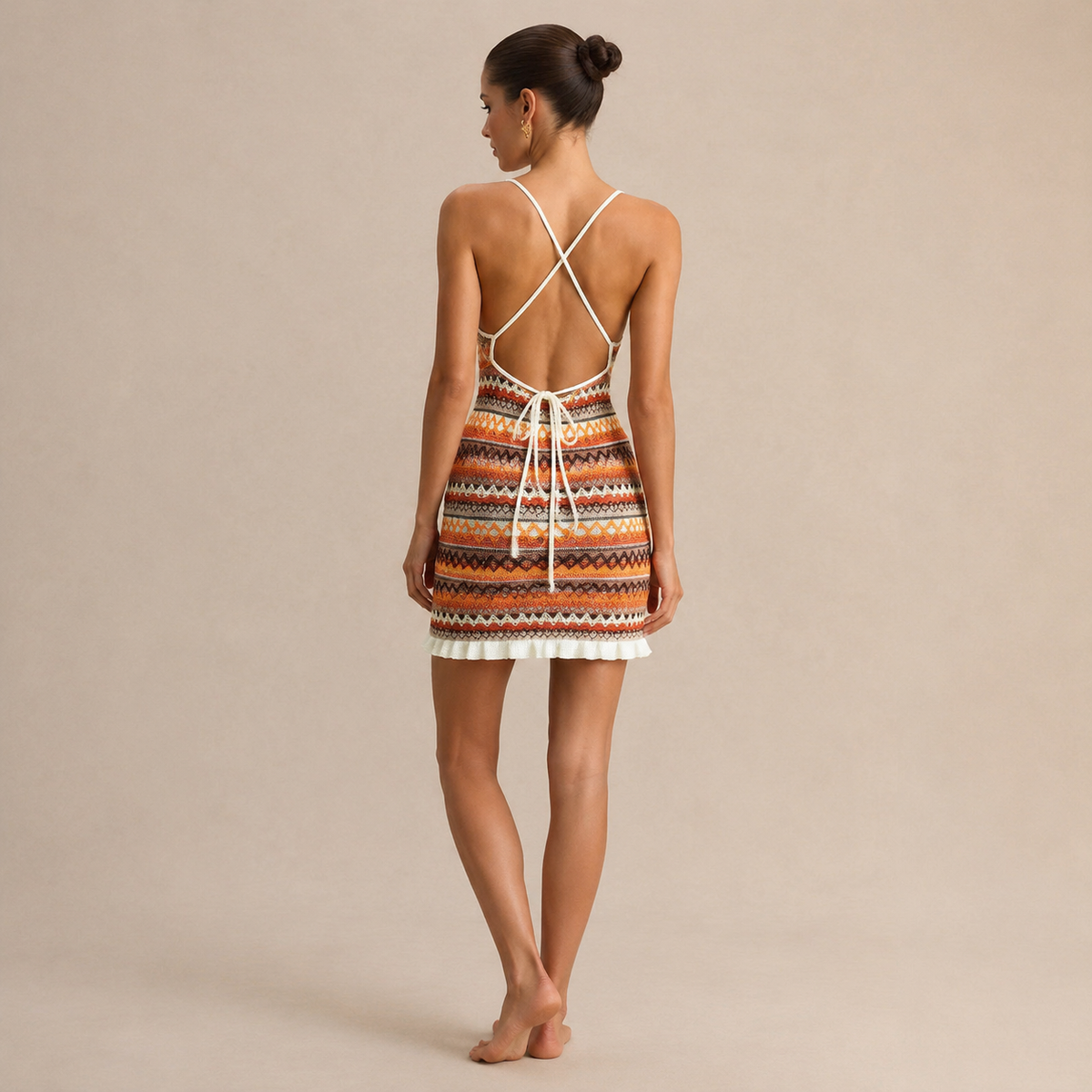 Scoop Neck Striped Knit Ruched Mini Dress 9
