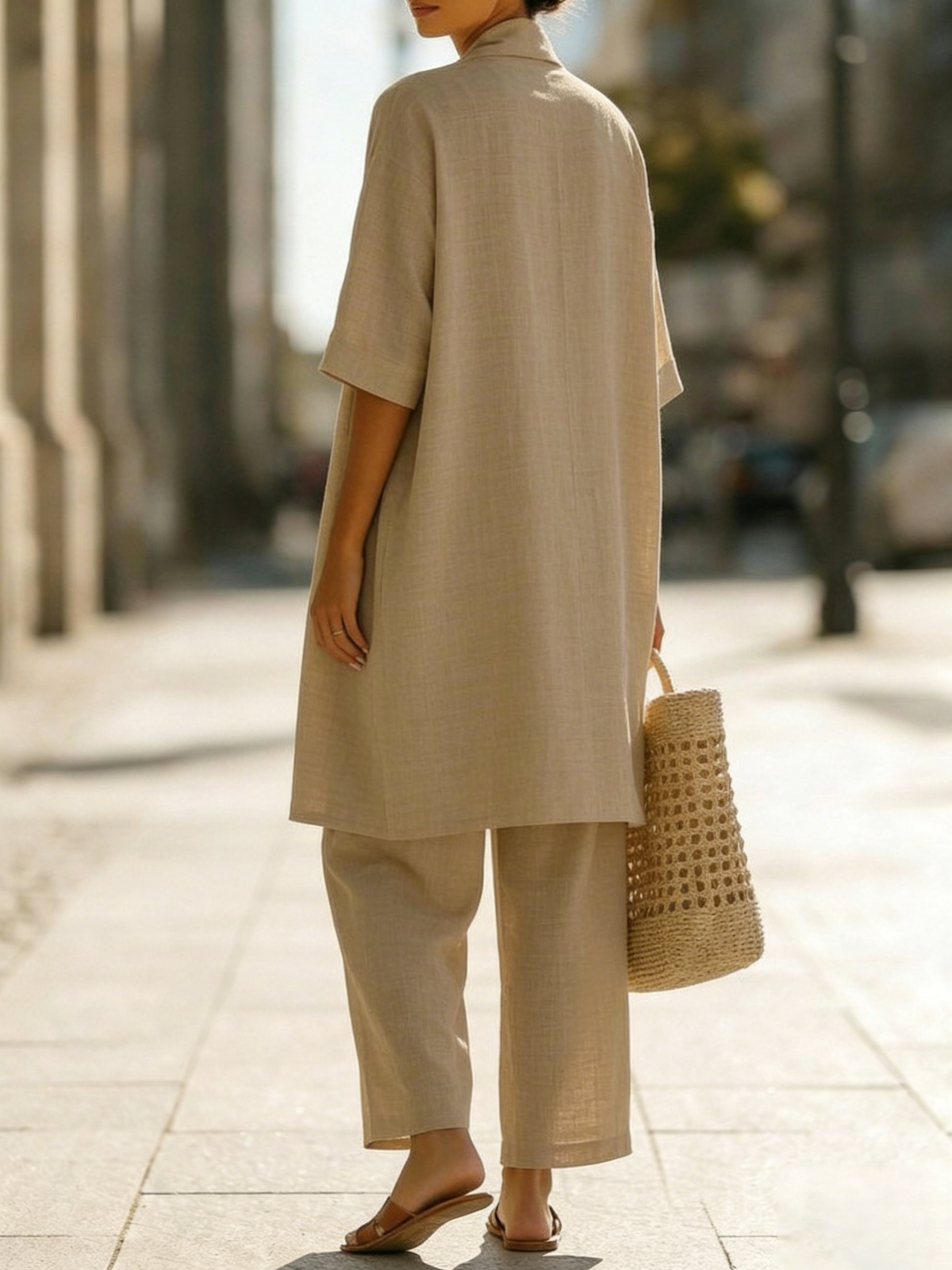 Open Front Duster Tank and Wide Leg Pants Three Piece Set 2