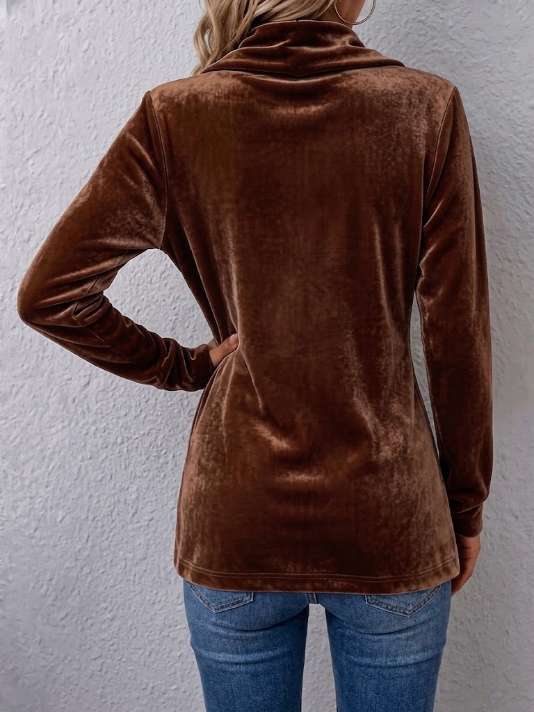 Open Front Flap Pocket Button Velvet Jacket 2