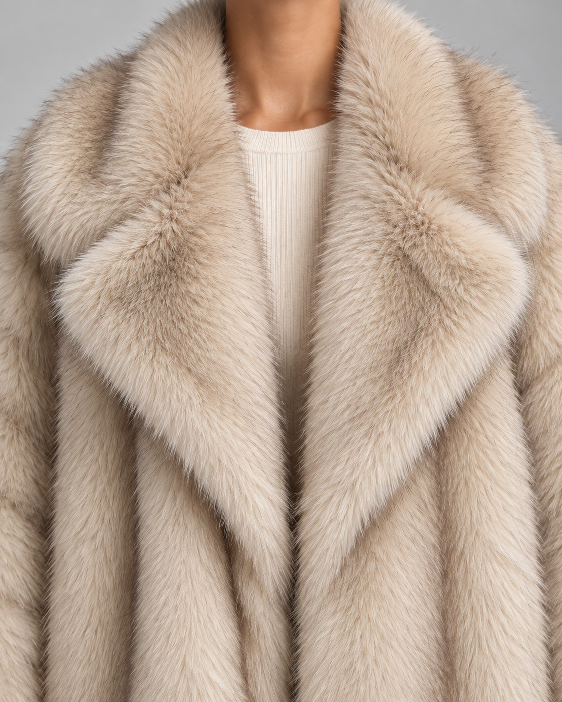 Shawl Collar Oversized Faux Fur Coat 4