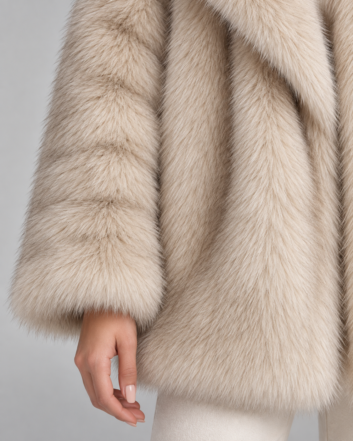 Shawl Collar Oversized Faux Fur Coat 5