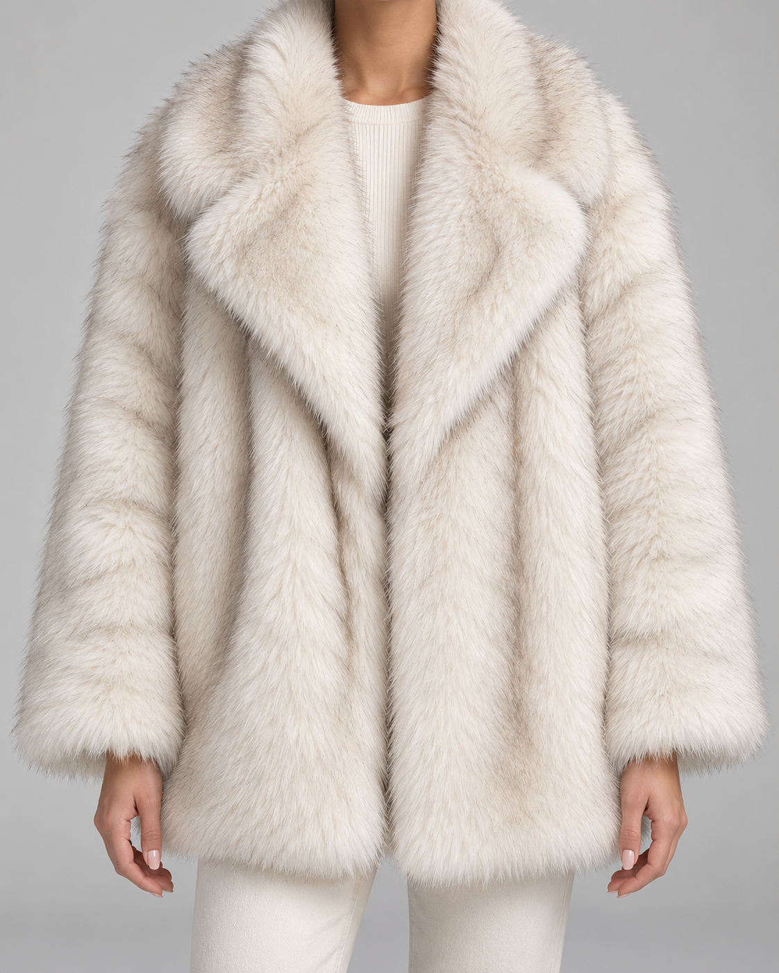Shawl Collar Oversized Faux Fur Coat 7