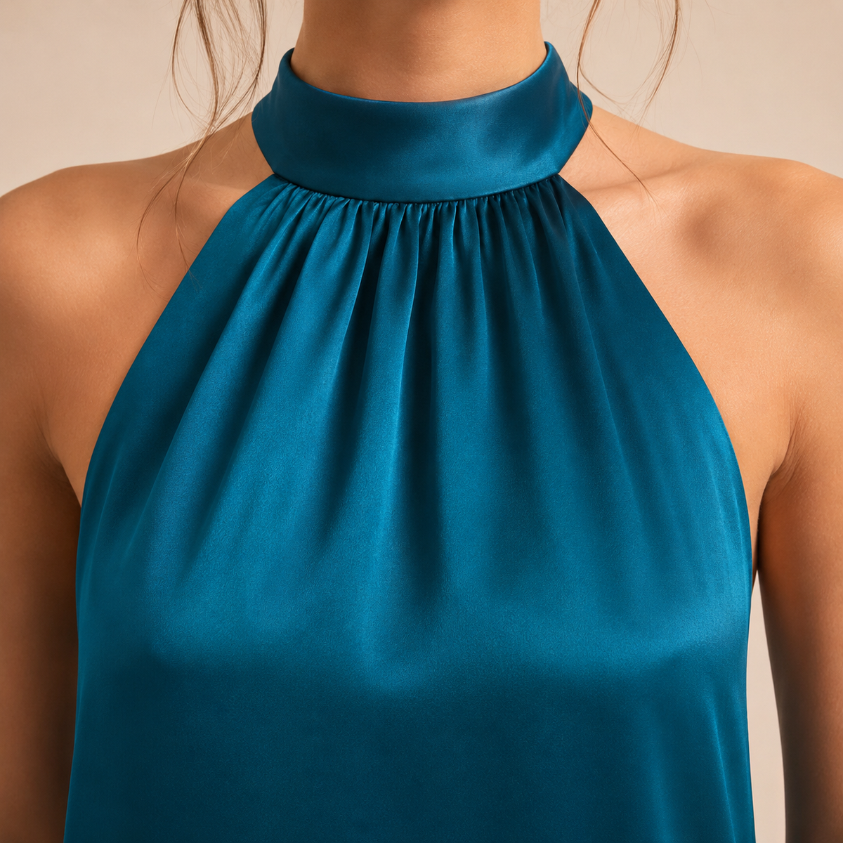 Halter Neck Satin Shift Mini Dress 5