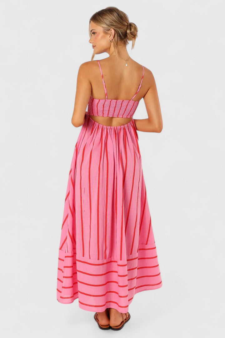 Striped Square Neck Spaghetti Strap Maxi Dress 6