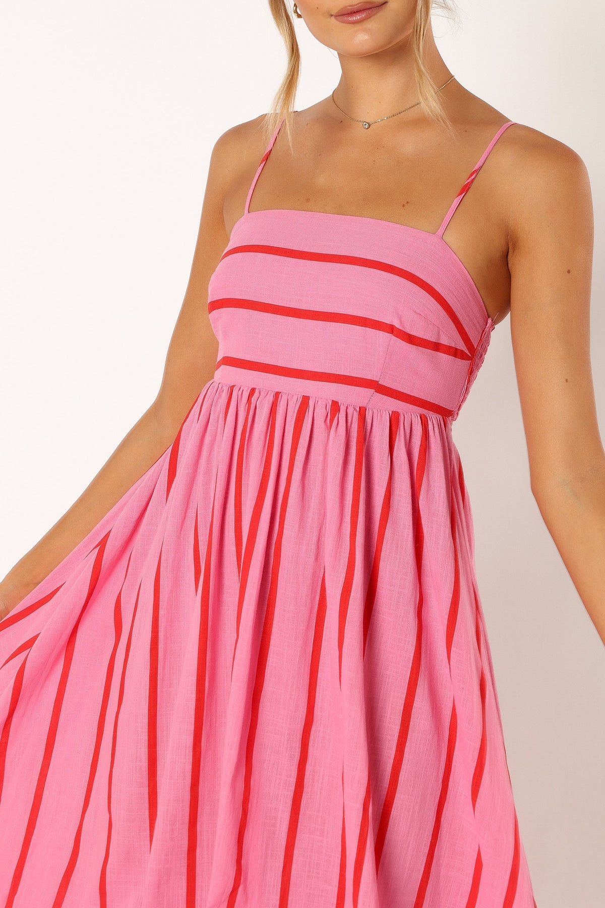 Striped Spaghetti Strap Tiered Maxi Dress 7