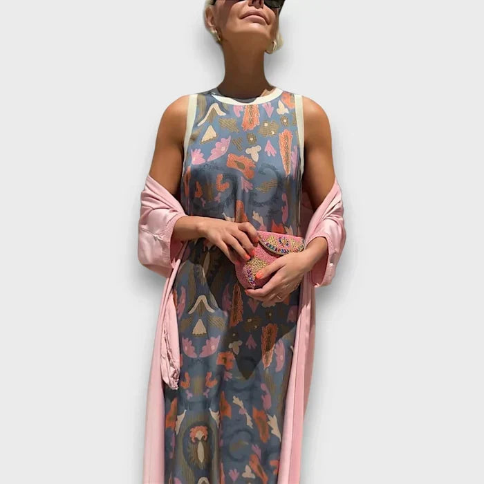 Sleeveless Round Neck Floral Print Maxi Dress 5