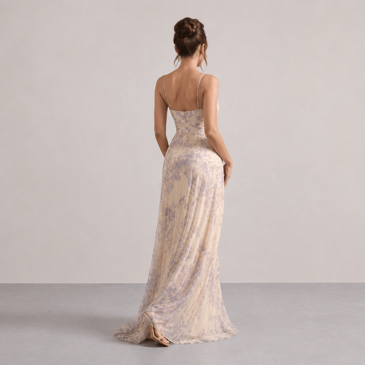 Floral Sweetheart Twist Front High Split Maxi Gown 3
