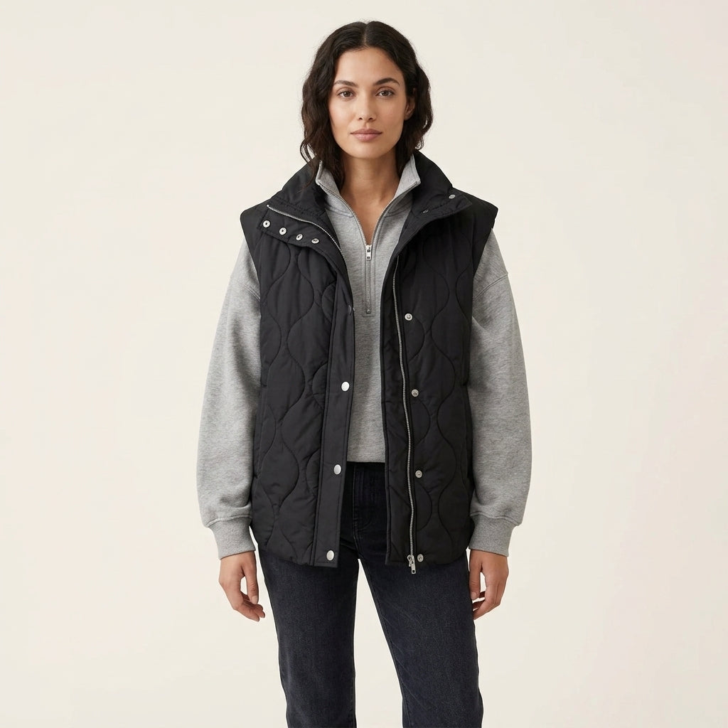 Hooded Zip Front Quilted Puffer Vest 2