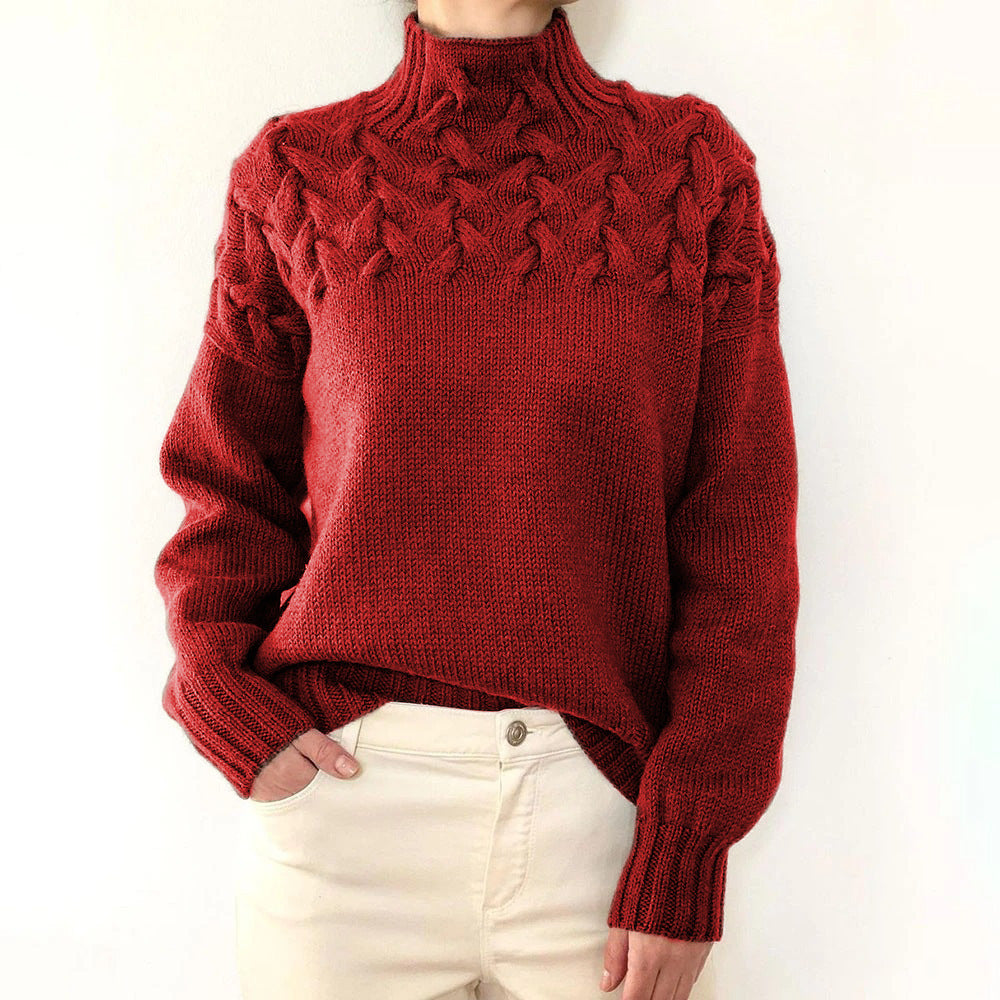 Cable Knit Turtleneck Long Sleeve Sweater 3
