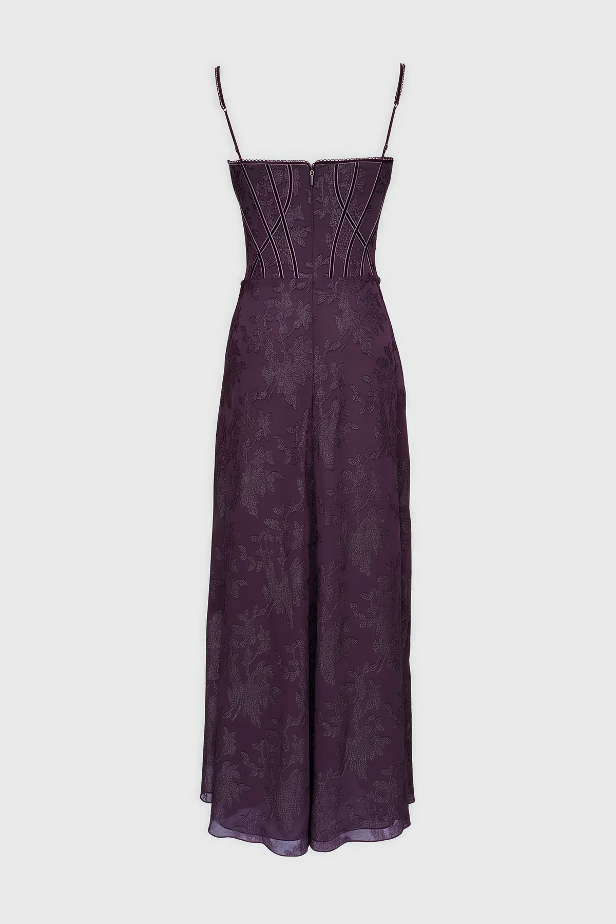 Floral Jacquard Sweetheart Corset A-Line Maxi Dress - View 7