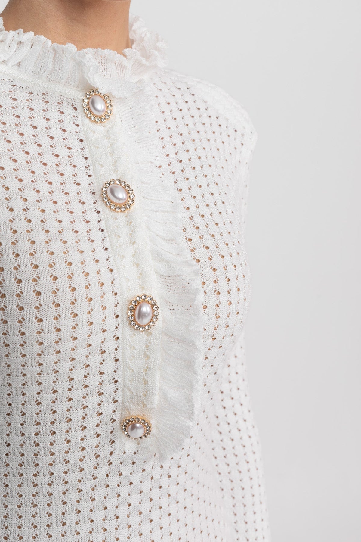 Open-Knit Mini Dress - White - View 5