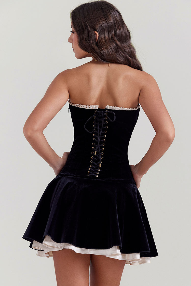 Velvet Strapless Fit and Flare Mini Party Dress - View 5