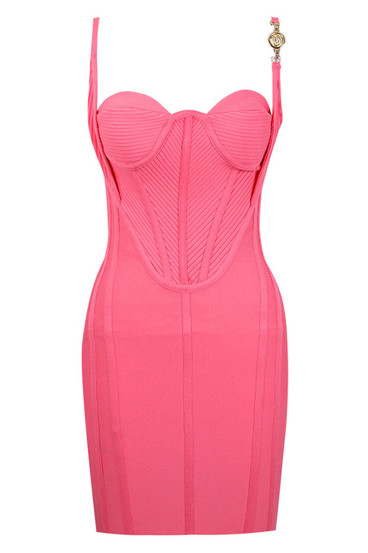 Sweetheart Bustier Pleated Bandage Bodycon Mini Dress - View 2